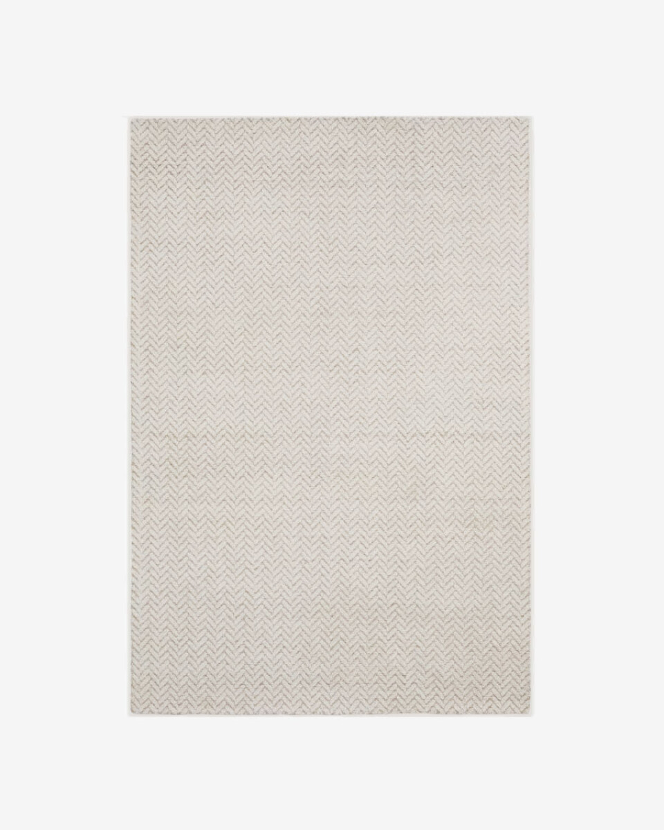 Alfombra Calira de lana jacquard trenzado beige 230 x 160 cm 