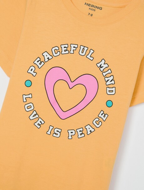 CAMISETA DE NIÑA MANGA CORTA ESTAMPADA NARANJA