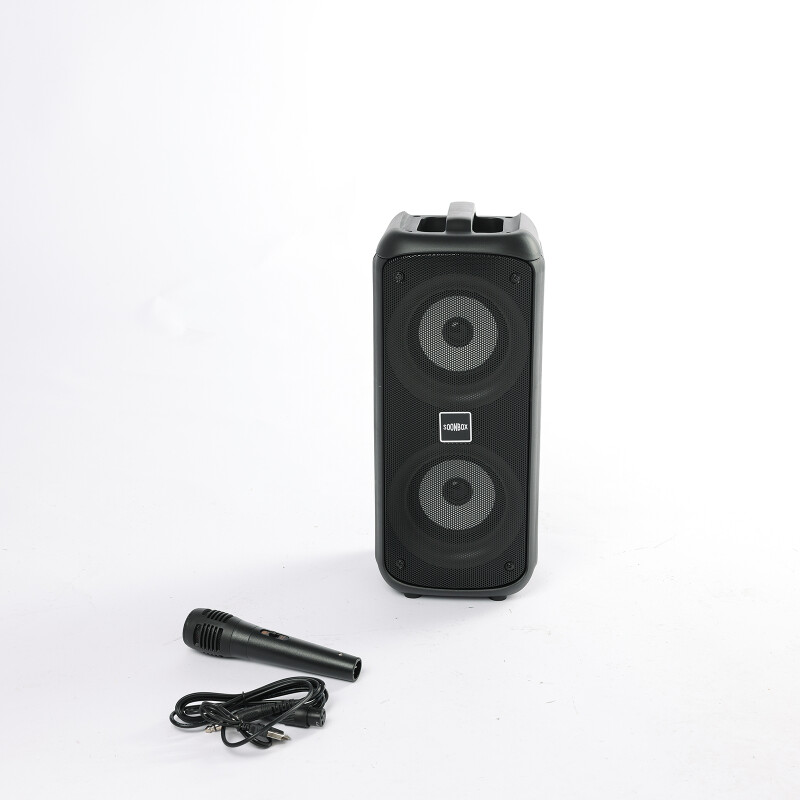 Parlante Torre portatil bluetooth con luces vertical incluye micrófono 2 x 4" Parlante Torre portatil bluetooth con luces vertical incluye micrófono 2 x 4"