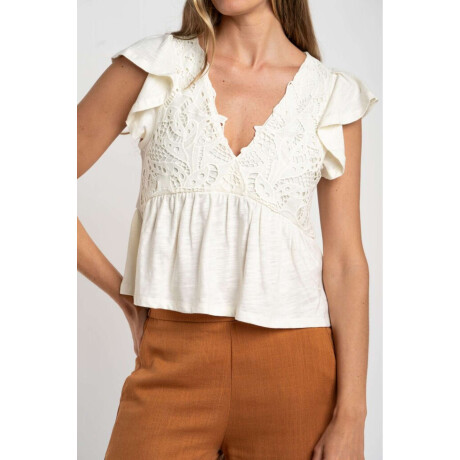Remera Algodón Calados Nácar