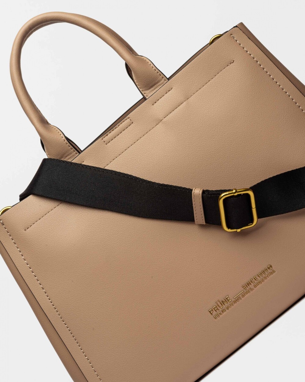 Cartera de Mano Anette Grande en Efecto Cuero Liso Natural