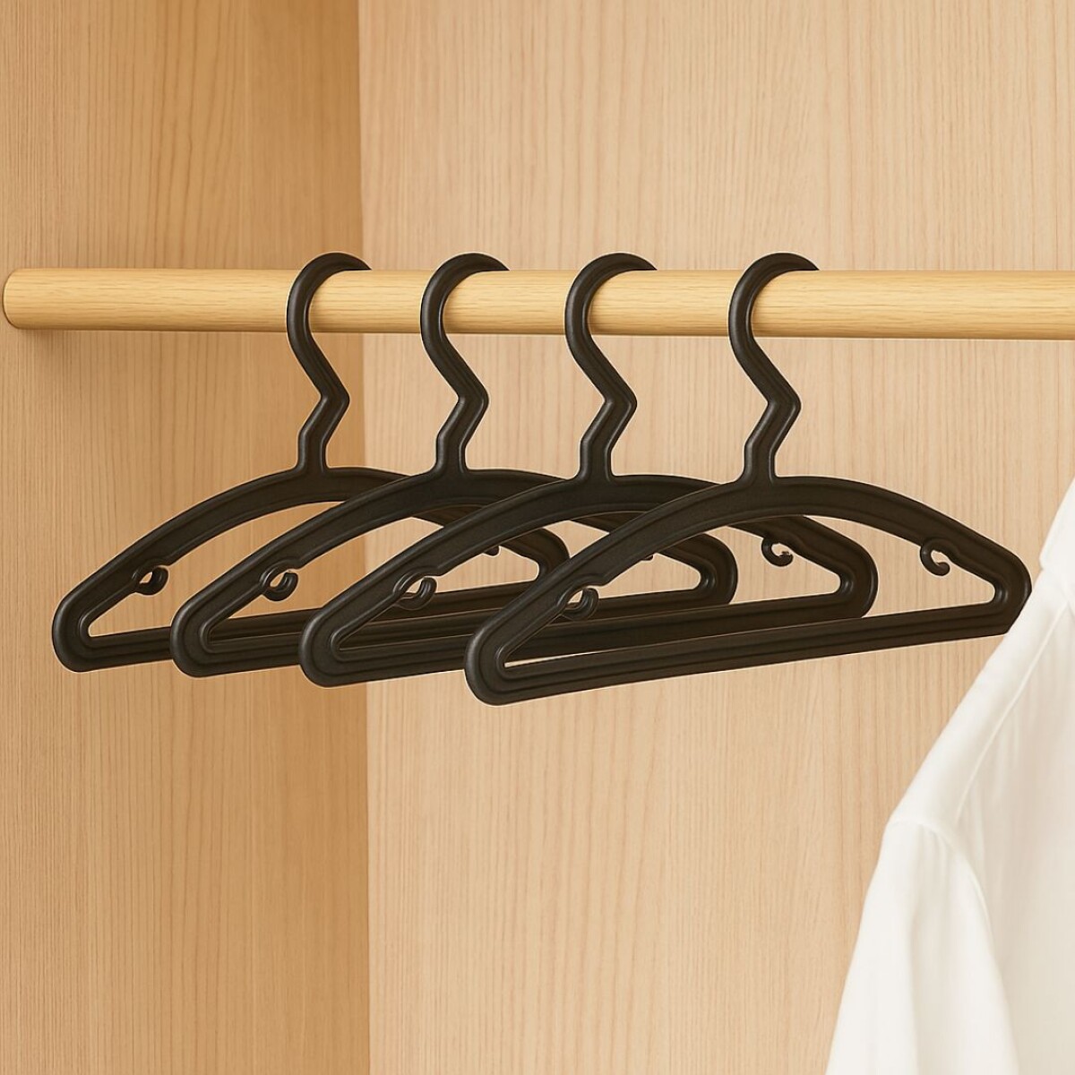 PERCHA PLASTICA INFANTIL X 7 UNIDADES - NEGRO 