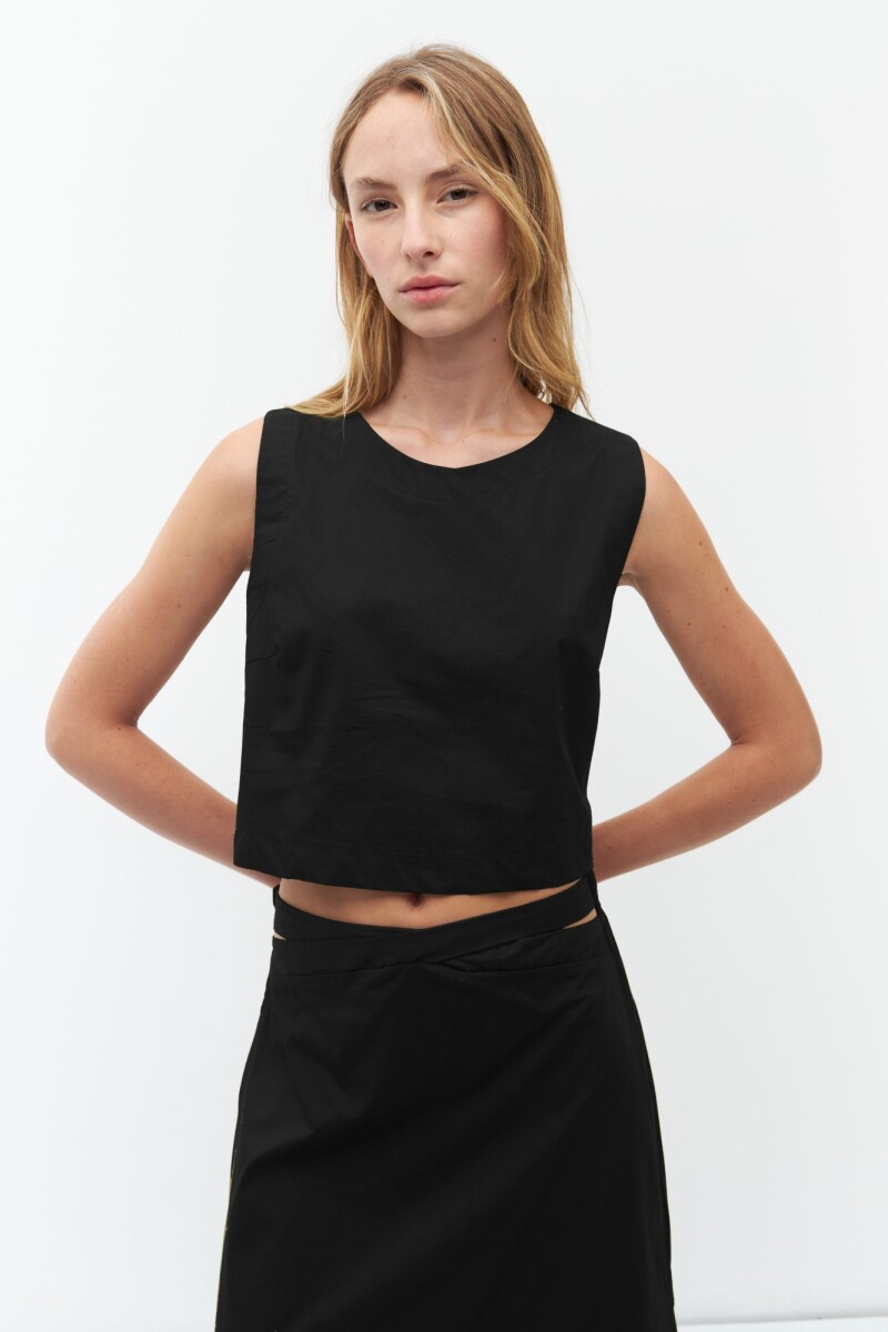 Cropped top escote base negro