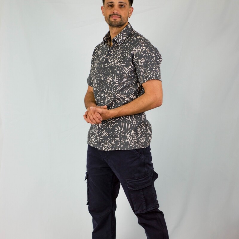 Camisa estampada Hawai Dark Grey
