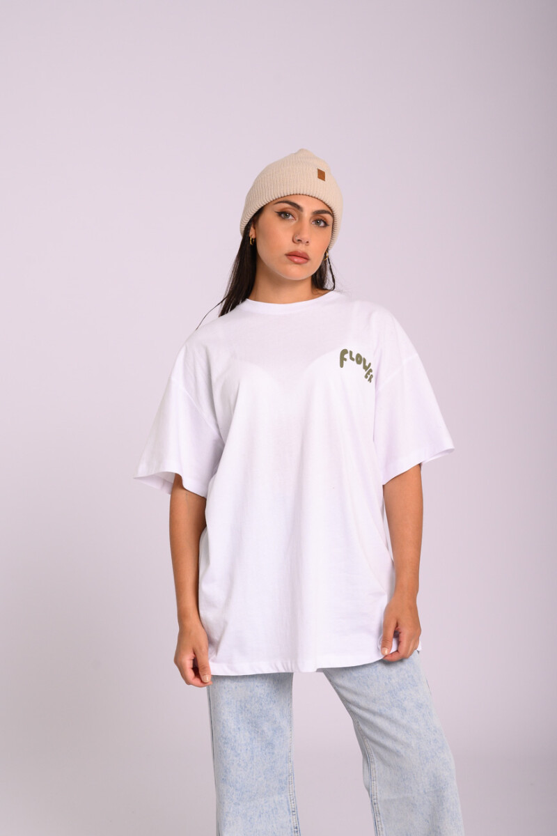 Remera manga corta oversize - Estampada Blanco