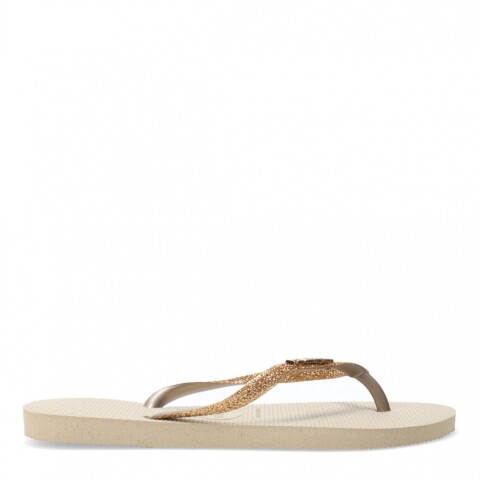 Sandalias de Mujer Havaianas Slim GLitter II Beige Arena - Dorado