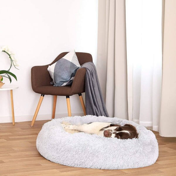 Cucha Cama Colchon Puff Plush Mascota Antiestress 60cm Color Variante Grisclaro