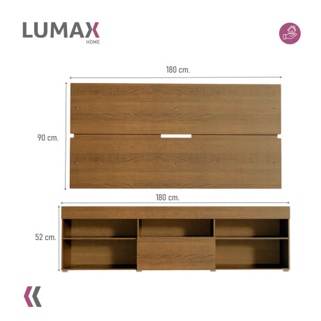 Rack con Panel Lumax para TV Miami Rústico 180 cm Rack con Panel Lumax para TV Miami Rústico 180 cm