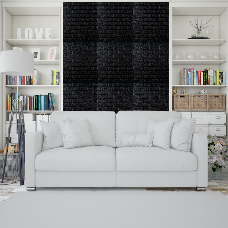 Revestimiento Paneles De Pared Autoadhesivos Ladrillo Negro