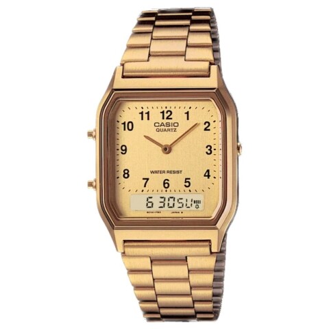 Reloj Casio Retro AQ230GA-9B en acero dorado Reloj Casio Retro Aq230ga-9b En Acero Dorado