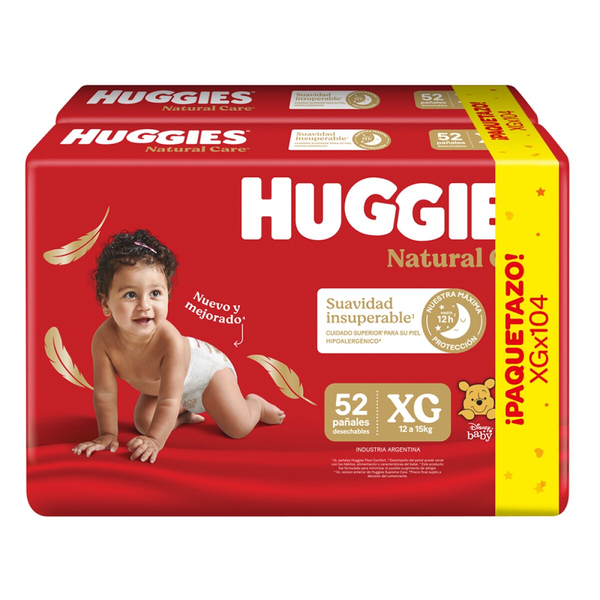 Pañales Huggies Natural Care XG Unisex 104 Unidades 