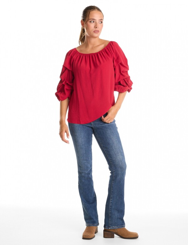 Blusa Manga Volados ROJO
