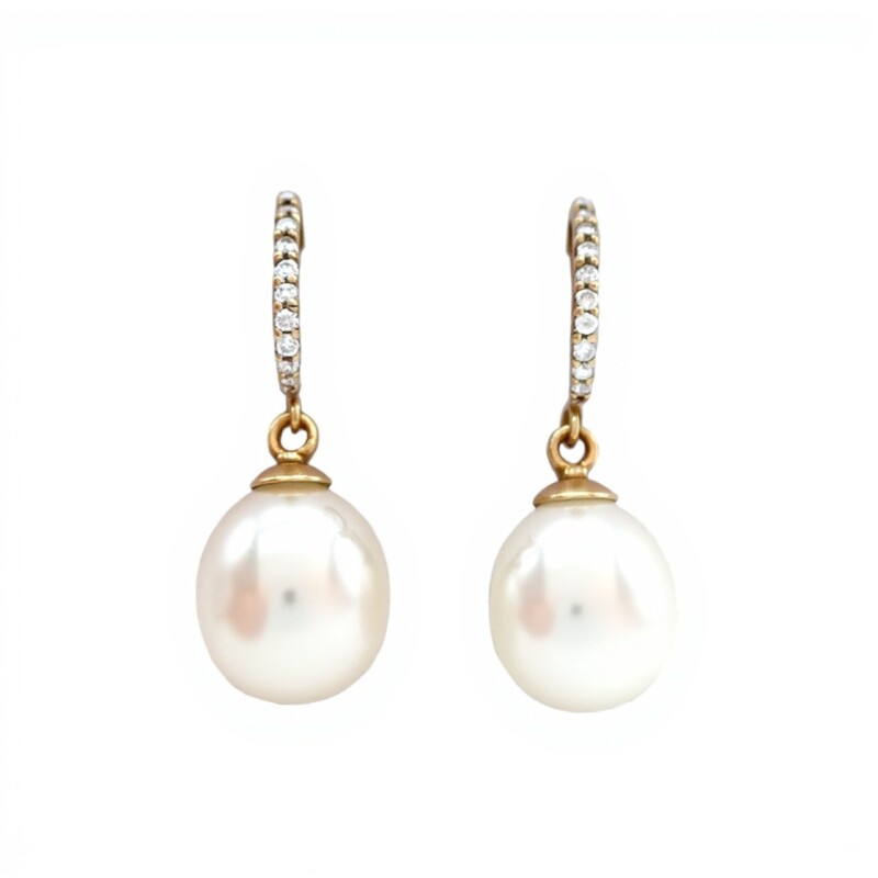 Caravanas Perlas y Zirconia- Oro bajo - Perla de río y Zirconia- CA8215 conperla