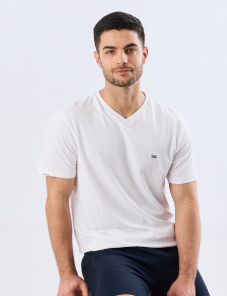 REMERA BÁSICA V DE ALGODÓN Blanco