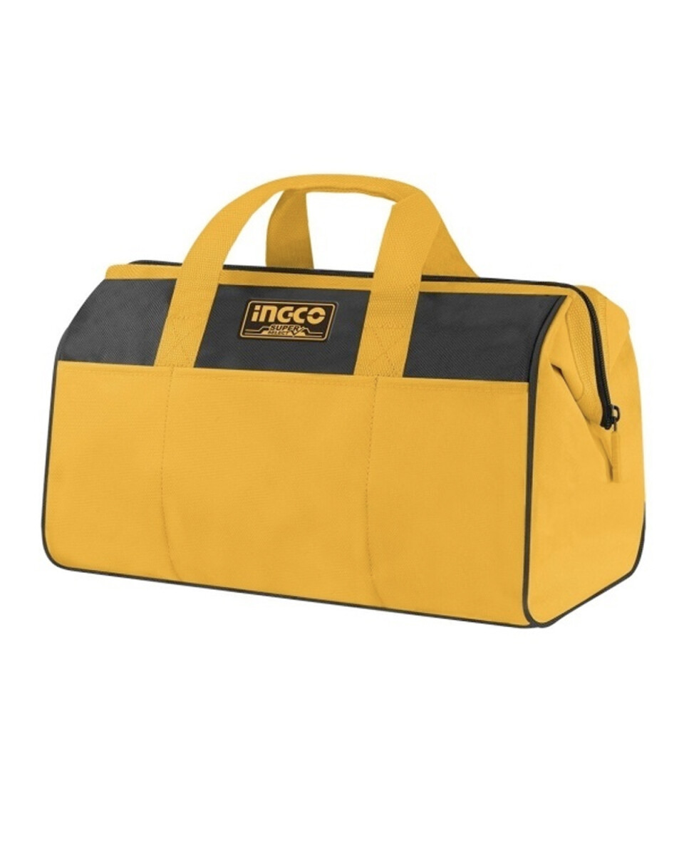 Bolso porta herramientas Ingco 16" con marco de metal y 14 bolsillos 