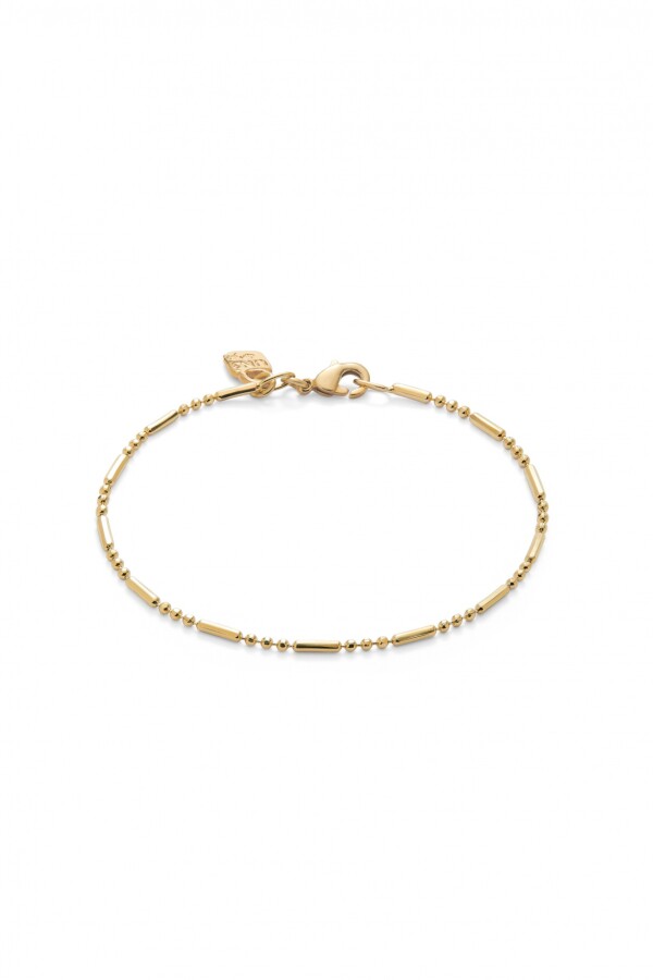 PULSERA CON BOLAS Y PIEZAS ALARGADAS BAÑADA EN ORO 18K Pulsera