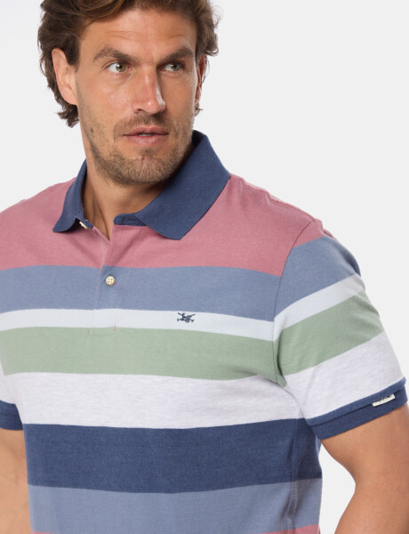 REMERA POLO JERSEY RAYADA Rosado