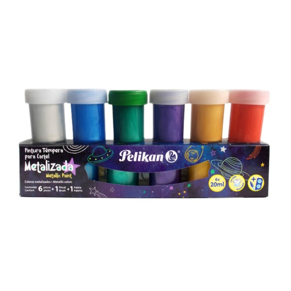 PELIKAN TEMPERA METALICA SURT COLORES X6 única