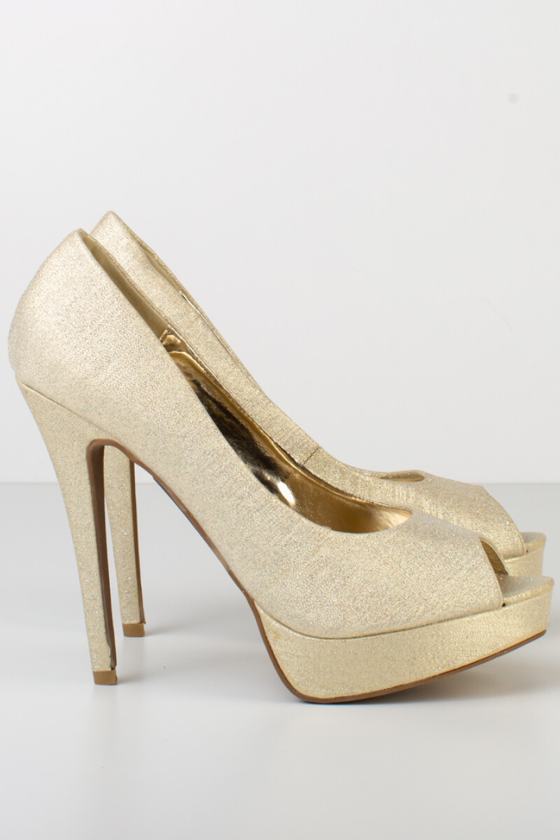 Zapato de plataforma con glitter Dorado