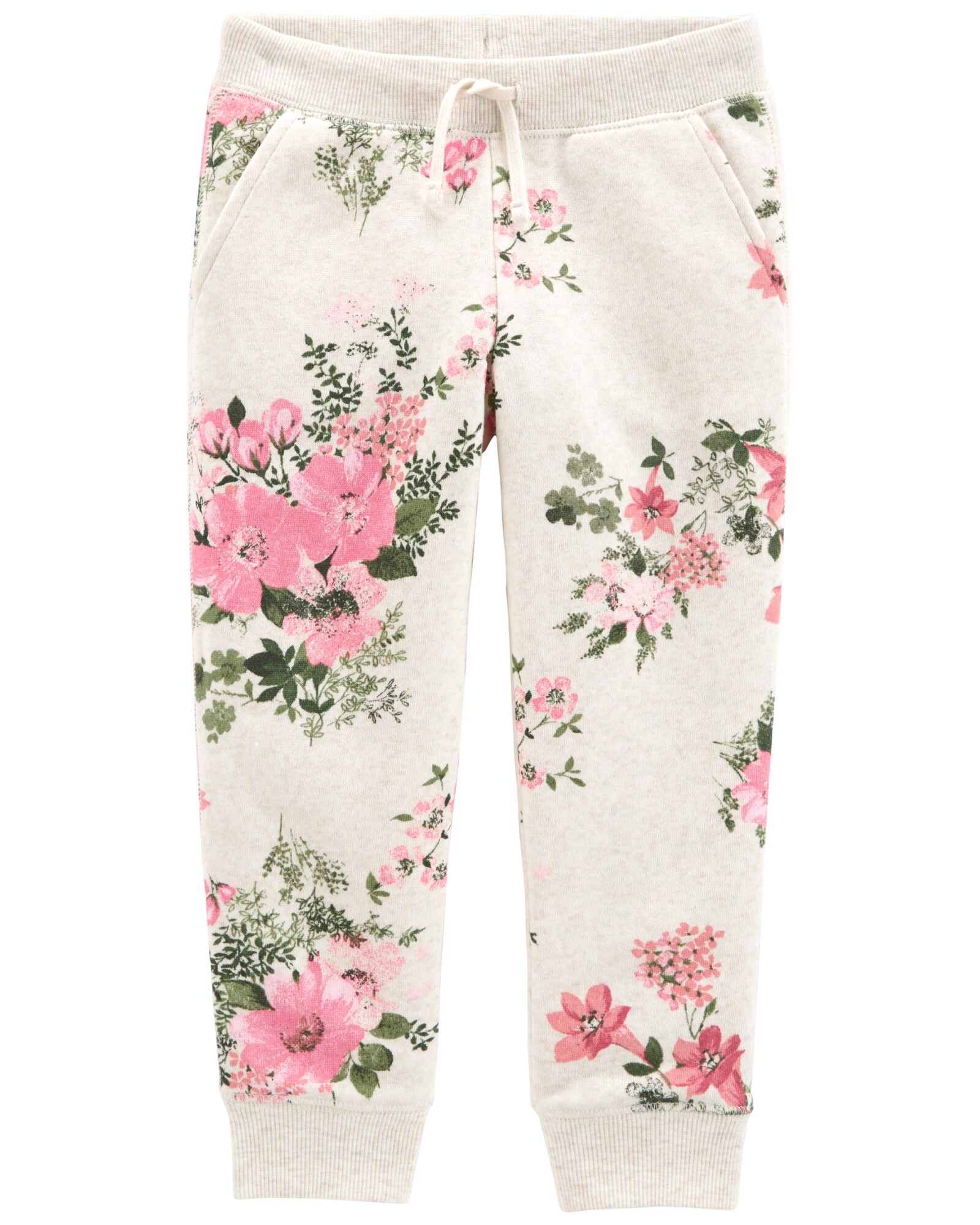 Pantalón de algodón con felpa diseño flores Sin color