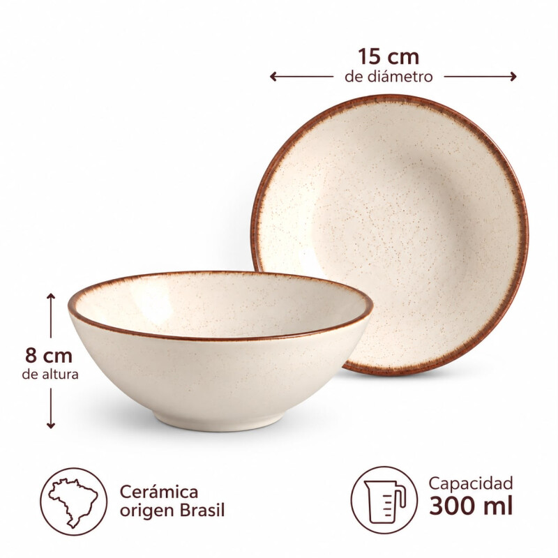 Juego de 6 Bowls de Cerámica Alleanza 15cm Vainilla Juego de 6 Bowls de Cerámica Alleanza 15cm Vainilla