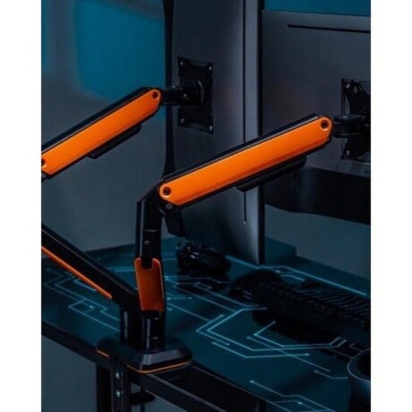 Soporte gamer para 2 monitores con brazo ajustable y agarre de escritorio Brateck LDT63-C024G de 17" a 32" Naranja/Negro