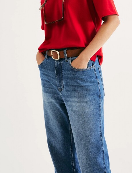 PANTALÓN RECTO DE CINTURA ALTA AZUL