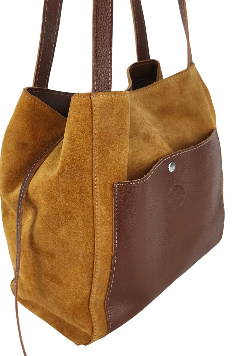Bolso de cuero gamuza Tostado