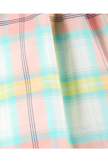 Vestido de algodón con lazo diseño a cuadros Sin color