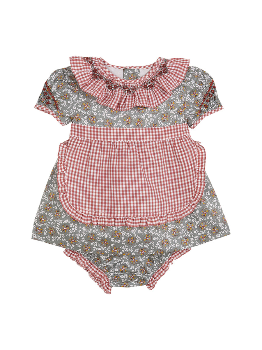 Vestido Con Delanta Verde Oscuro