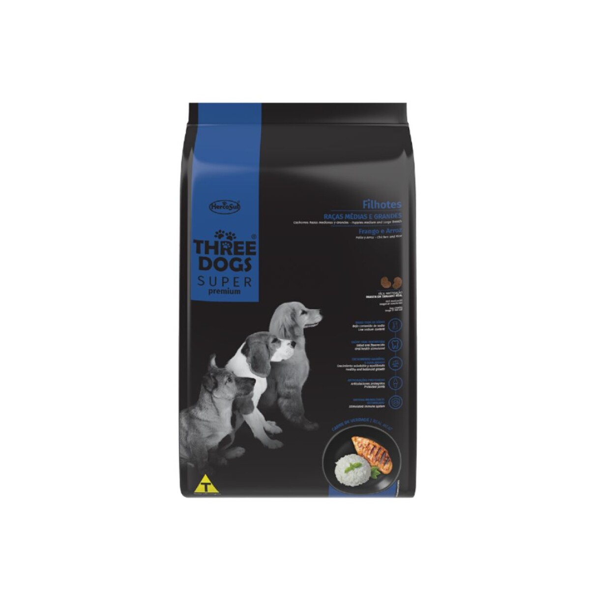 Three Dogs Filhote Med/Gde 3kg | Crecimiento Saludable 