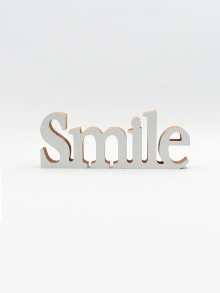 FRASE DECORATIVA SMILE EN MDF BLANCO