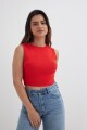 Top tejido cuello redondo ROJO