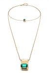 CADENA DOBLE BAÑADA EN ORO 18K CON CRISTALES VERDES Colgante