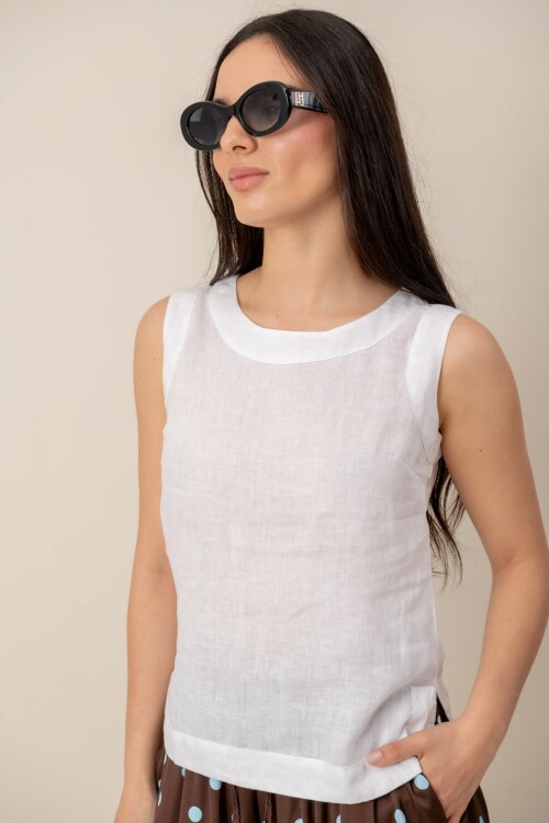 Musculosa lino Blanco