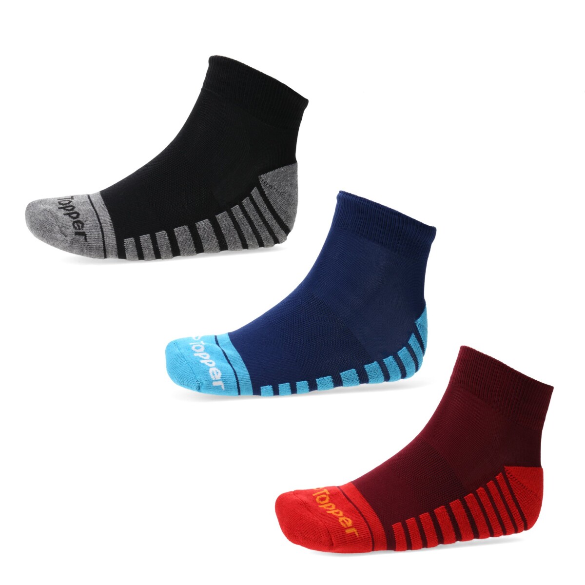 Medias de Hombre Topper x3 Tech Mns - Bordó - Azul - Negro 