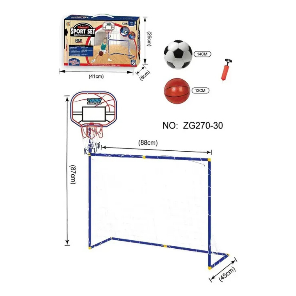 Set 2 En 1 Arco De Fútbol Y Tablero De Básquet Set 2 En 1 Arco De Fútbol Y Tablero De Básquet