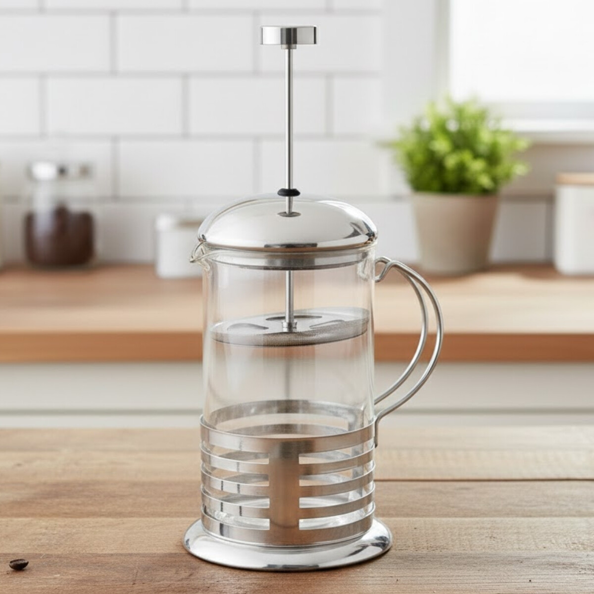 Cafetera francesa de vidrio y acero 800 ml - GRIS 