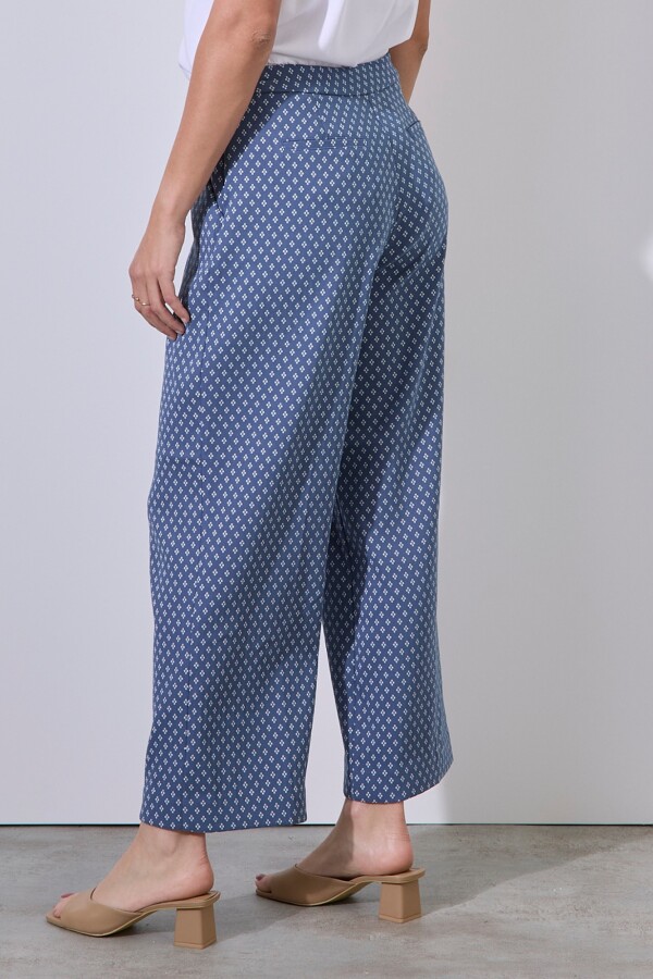 Pantalon Flores AZUL/BLANCO