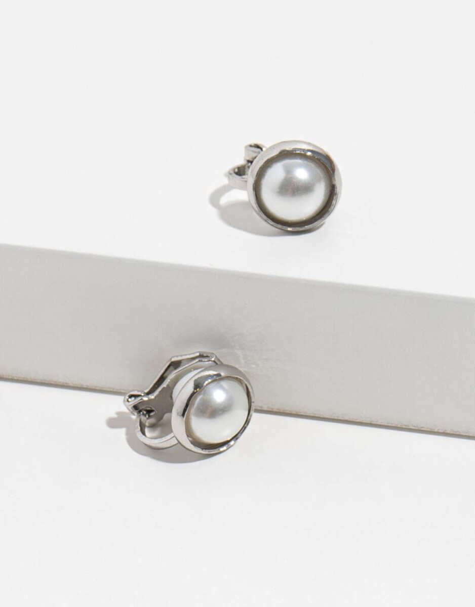 Aros Clip Con Perla - Plateado Rodio 