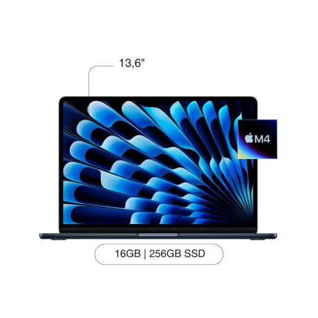 APPLE MACBOOK AIR 13.6' M4/16GB/256GB/ APPLE Macbook Air MW123LL/A 13.6' 256GB SSD / 16GB M4 Chip - Midnight
