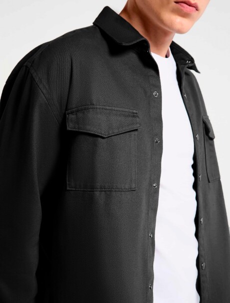 CAMISA CLÁSICA EN SARGA NEGRO