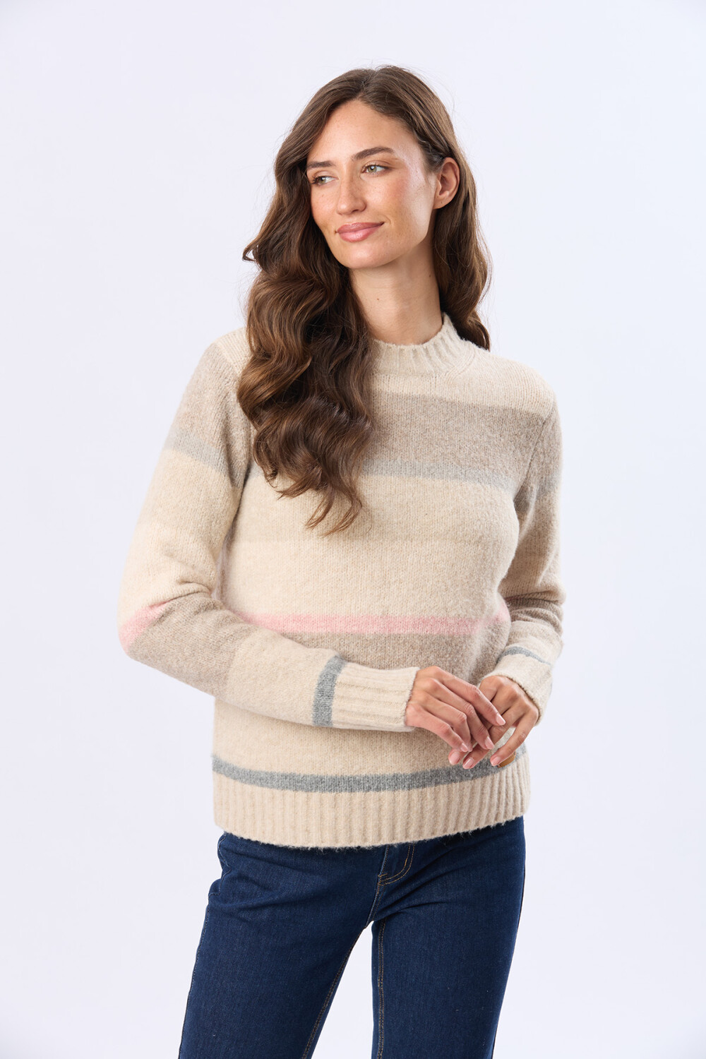 BUZO TEJIDO A RAYAS Beige