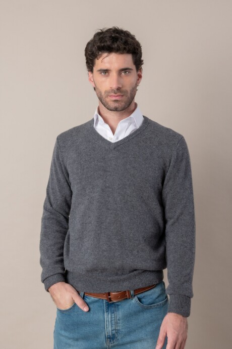 Sweater V lambswool Gris