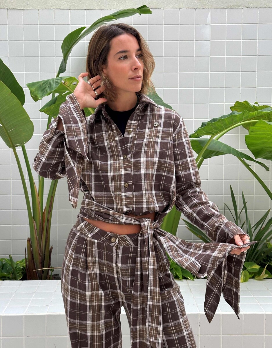 Camisa Loose - Marron/Crudo 