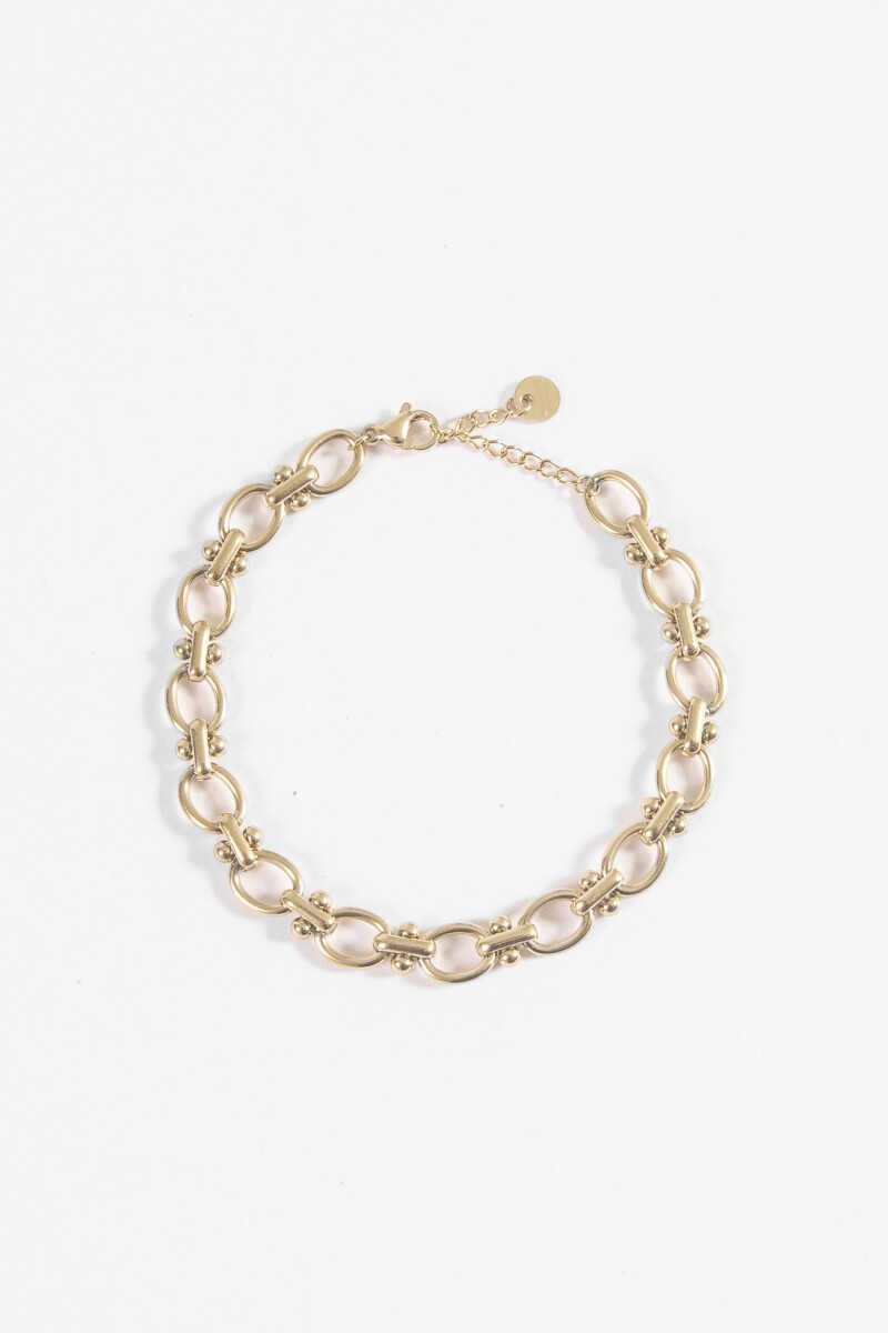 Pulsera acero eslabones redondos dorado