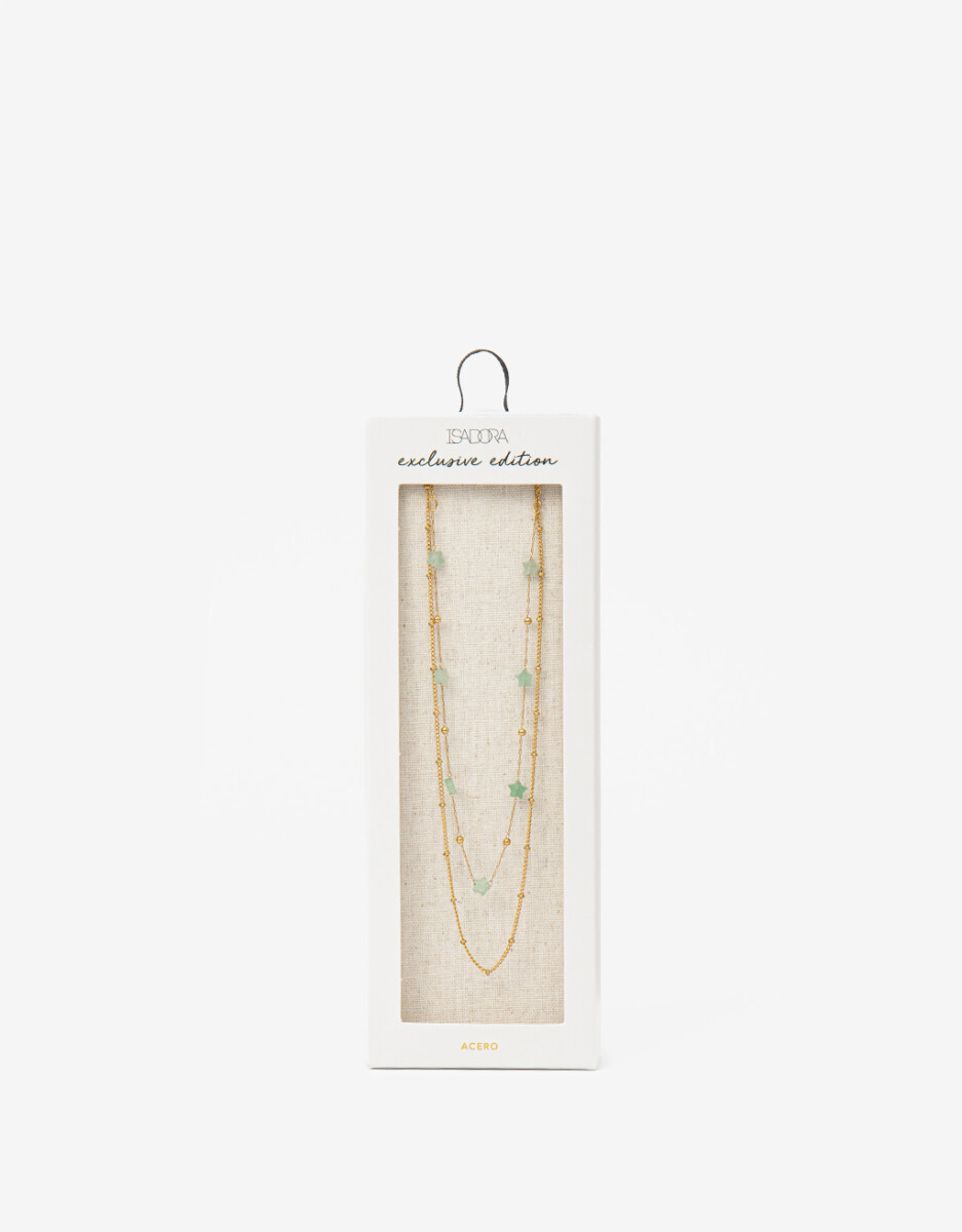 Set De Collares De Acero Con Piedra 