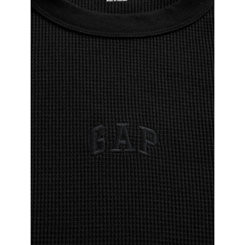 V-FRCH LS WAFFLE MINI LOGO CREW BLACK