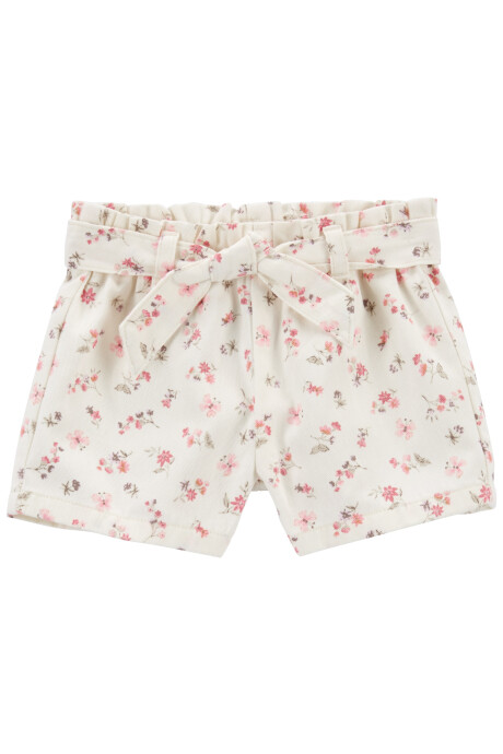 Short de algodón con cinturón diseño floral Sin color