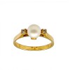 Anillo Solitario-Oro bajo-Perla española y Zirconia-AN8170 conperla
